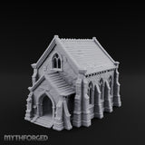 Slate-Roofed Gothic-Arched Stone Parish Church Miniature for Dungeons and Dragons, Pathfinder or other TTRPGs