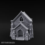 Slate-Roofed Gothic-Arched Stone Parish Church Miniature for Dungeons and Dragons, Pathfinder or other TTRPGs