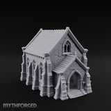 Slate-Roofed Gothic-Arched Stone Parish Church Miniature for Dungeons and Dragons, Pathfinder or other TTRPGs