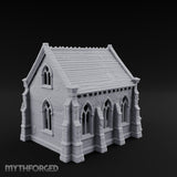 Slate-Roofed Gothic-Arched Stone Parish Church Miniature for Dungeons and Dragons, Pathfinder or other TTRPGs