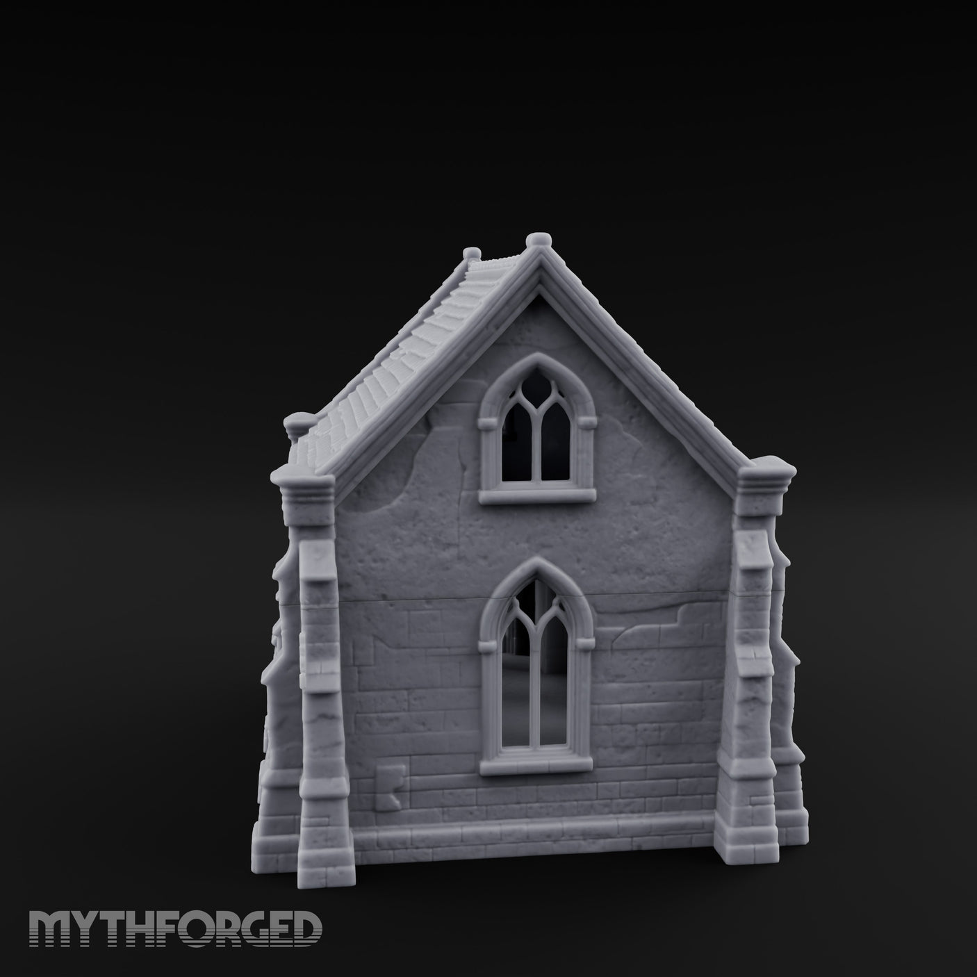 Slate-Roofed Gothic-Arched Stone Parish Church Miniature for Dungeons and Dragons, Pathfinder or other TTRPGs