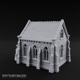 Slate-Roofed Gothic-Arched Stone Parish Church Miniature for Dungeons and Dragons, Pathfinder or other TTRPGs
