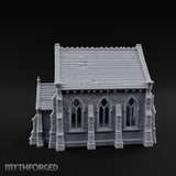 Slate-Roofed Gothic-Arched Stone Parish Church Miniature for Dungeons and Dragons, Pathfinder or other TTRPGs