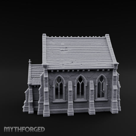 Slate-Roofed Gothic-Arched Stone Parish Church Miniature for Dungeons and Dragons, Pathfinder or other TTRPGs