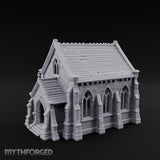 Slate-Roofed Gothic-Arched Stone Parish Church Miniature for Dungeons and Dragons, Pathfinder or other TTRPGs