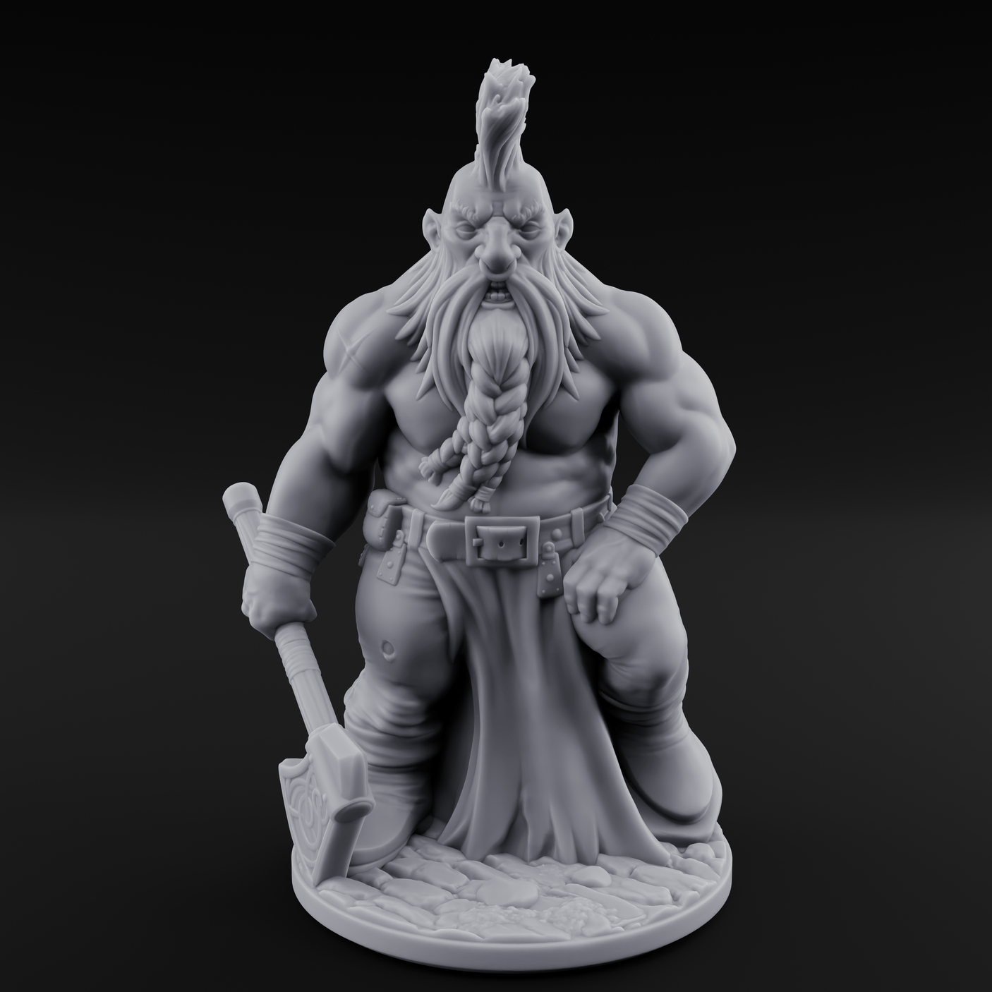 Mohawked And Ready Dwarf Slayer A Miniature for Dungeons and Dragons, Pathfinder or other TTRPGs