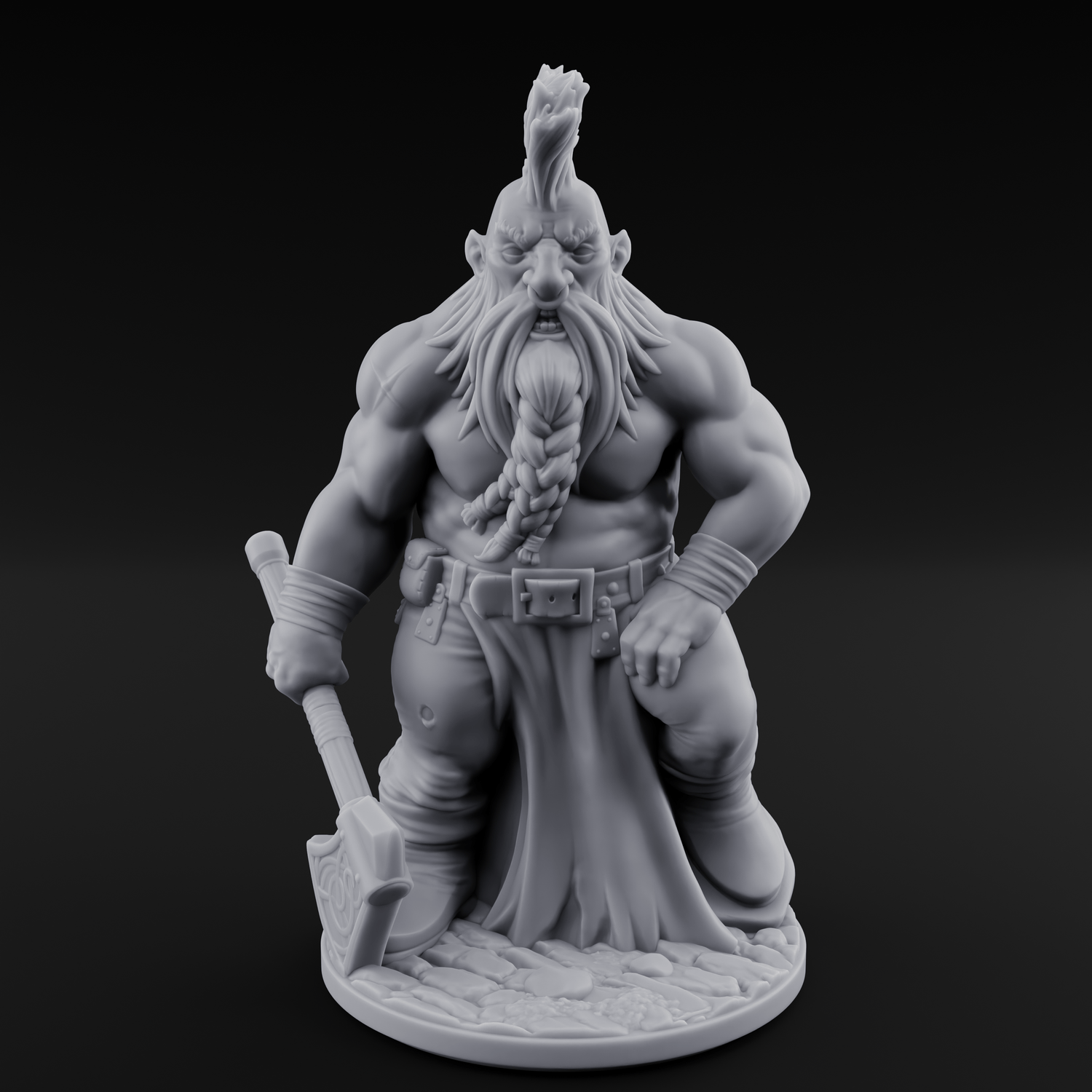 Mohawked And Ready Dwarf Slayer A Miniature for Dungeons and Dragons, Pathfinder or other TTRPGs