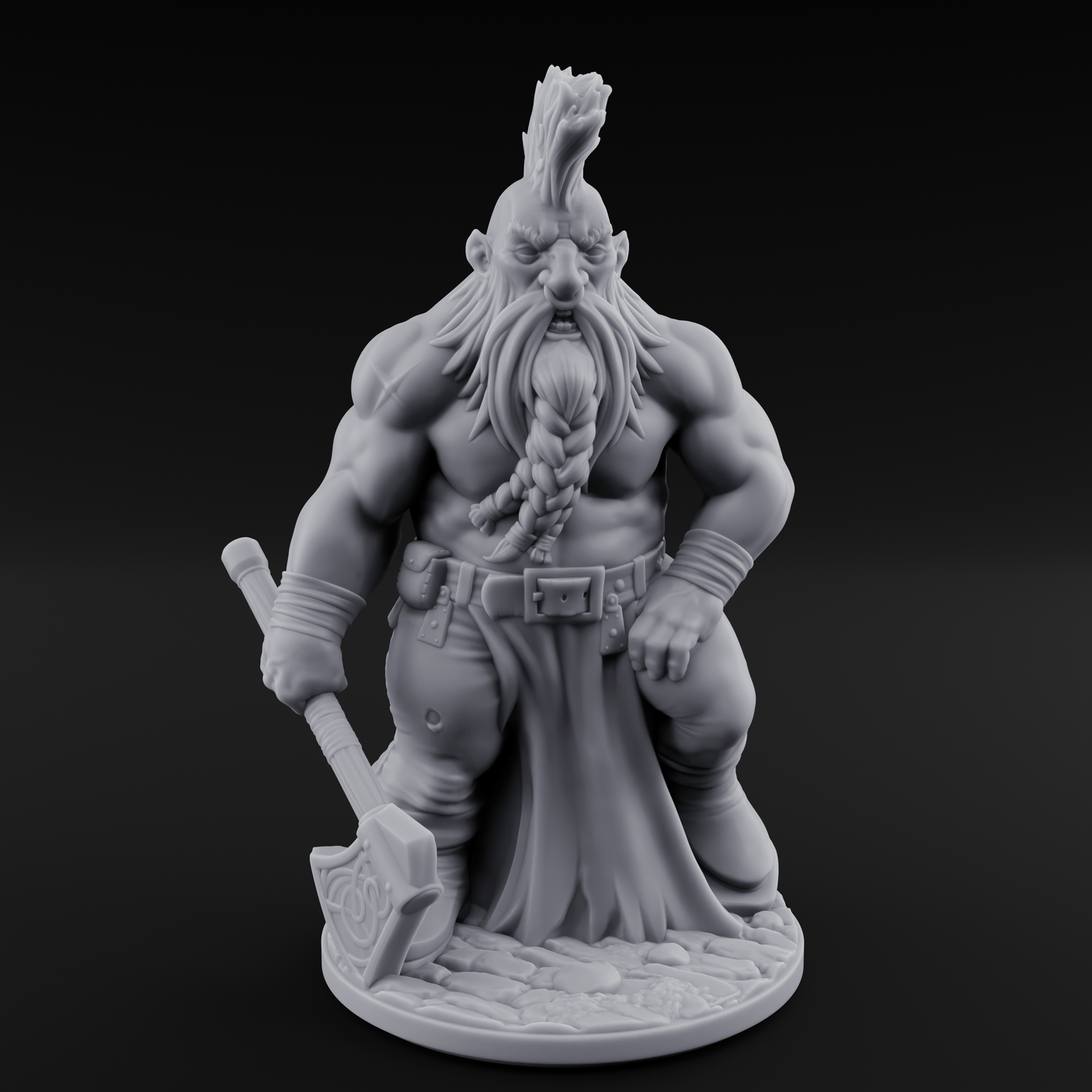 Mohawked And Ready Dwarf Slayer A Miniature for Dungeons and Dragons, Pathfinder or other TTRPGs