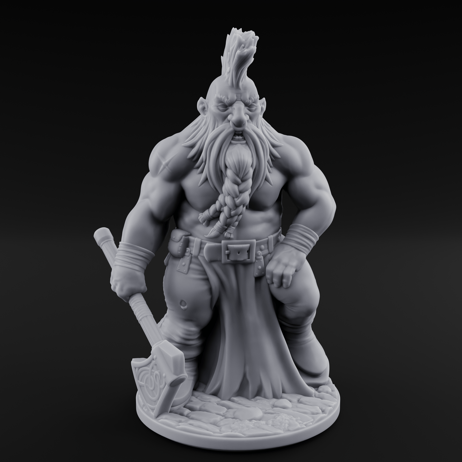 Mohawked And Ready Dwarf Slayer A Miniature for Dungeons and Dragons, Pathfinder or other TTRPGs