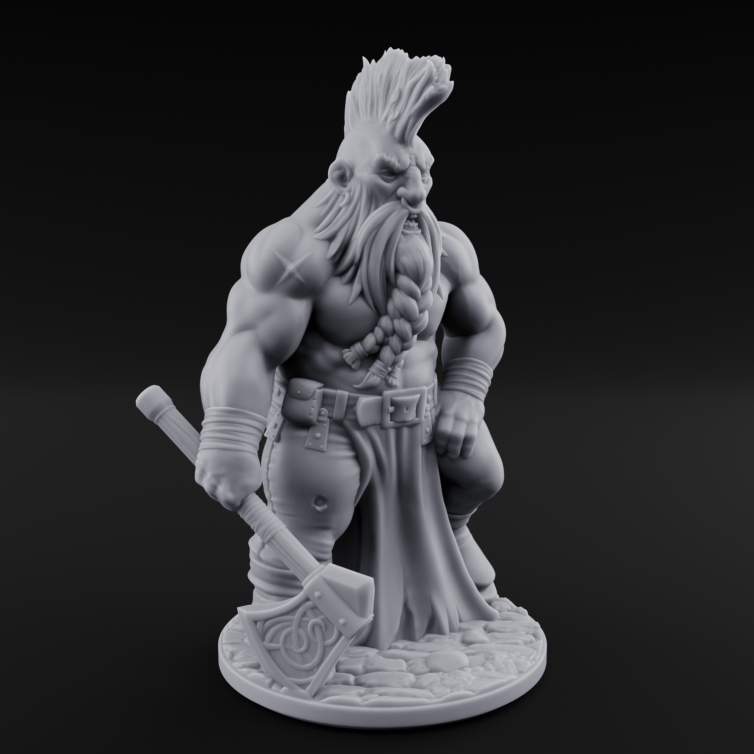 Mohawked And Ready Dwarf Slayer A Miniature for Dungeons and Dragons, Pathfinder or other TTRPGs