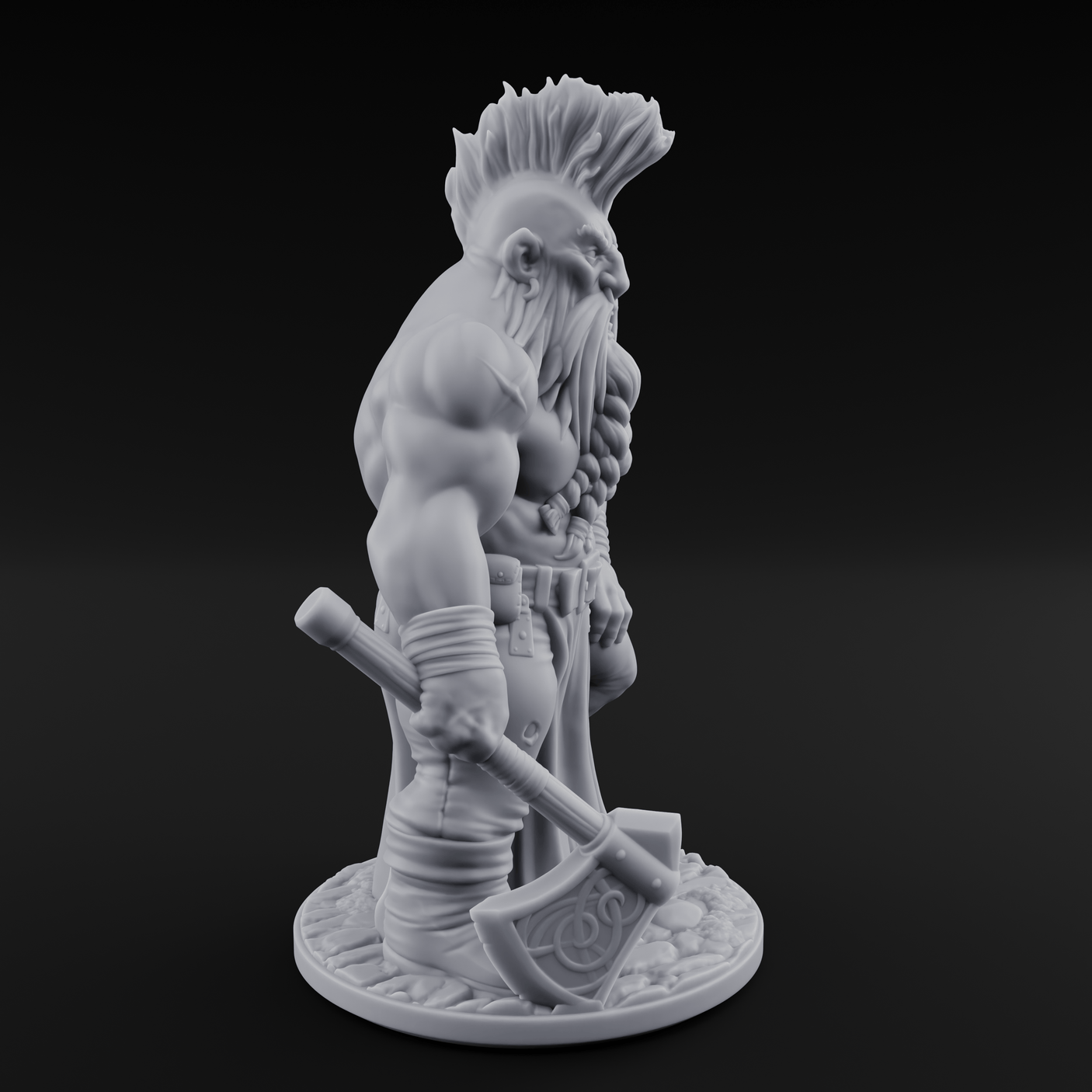 Mohawked And Ready Dwarf Slayer A Miniature for Dungeons and Dragons, Pathfinder or other TTRPGs
