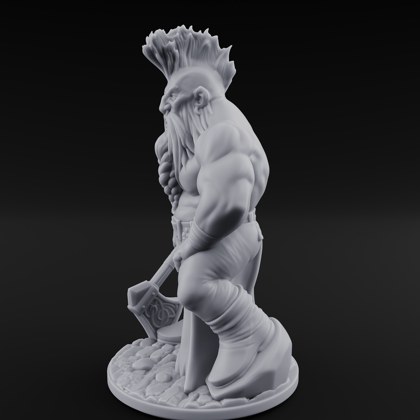 Mohawked And Ready Dwarf Slayer A Miniature for Dungeons and Dragons, Pathfinder or other TTRPGs