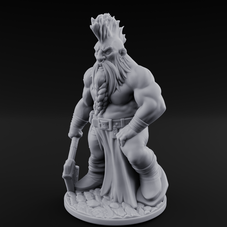 Mohawked And Ready Dwarf Slayer A Miniature for Dungeons and Dragons, Pathfinder or other TTRPGs