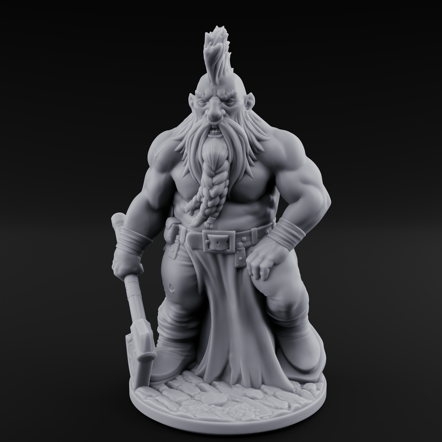 Mohawked And Ready Dwarf Slayer A Miniature for Dungeons and Dragons, Pathfinder or other TTRPGs