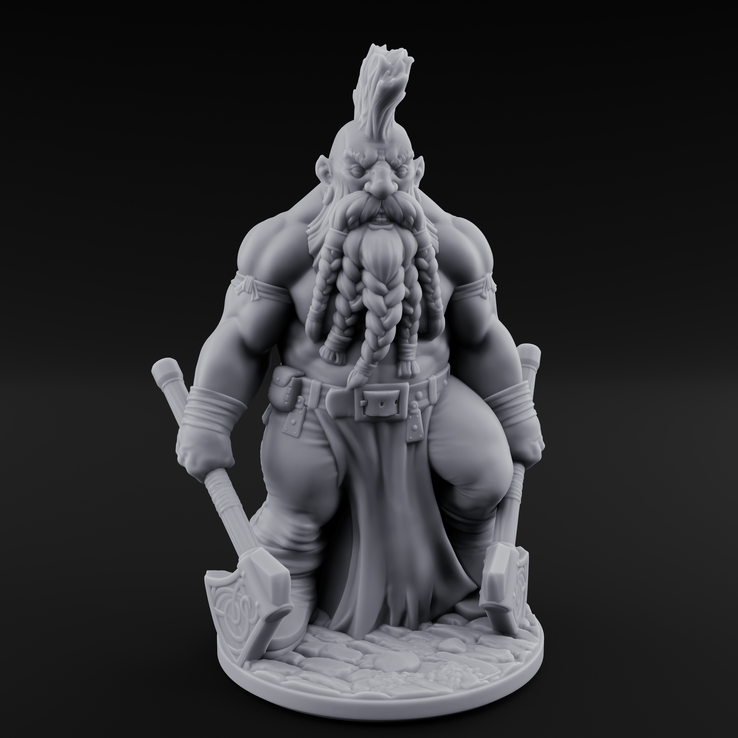 Mohawked And Ready Dwarf Slayer B Miniature for Dungeons and Dragons, Pathfinder or other TTRPGs