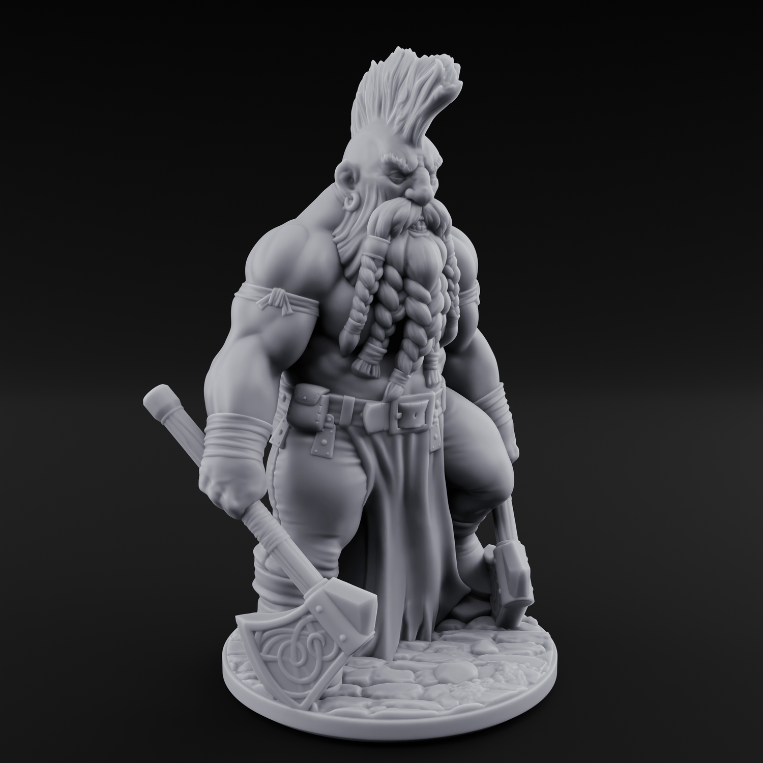 Mohawked And Ready Dwarf Slayer B Miniature for Dungeons and Dragons, Pathfinder or other TTRPGs
