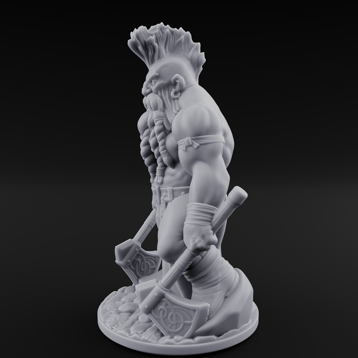 Mohawked And Ready Dwarf Slayer B Miniature for Dungeons and Dragons, Pathfinder or other TTRPGs
