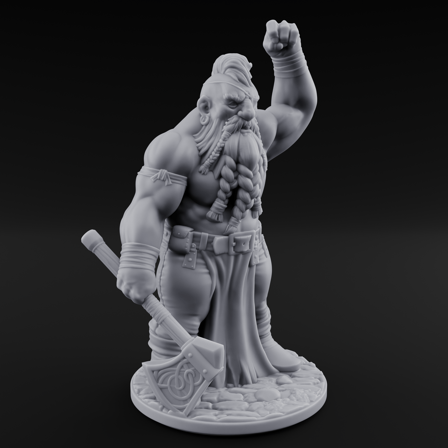 Mohawked And Ready Dwarf Slayer C Miniature for Dungeons and Dragons, Pathfinder or other TTRPGs