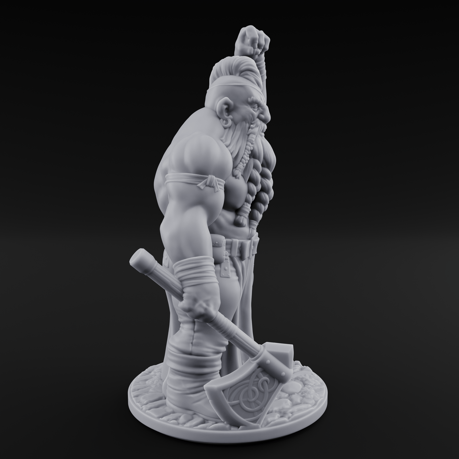 Mohawked And Ready Dwarf Slayer C Miniature for Dungeons and Dragons, Pathfinder or other TTRPGs