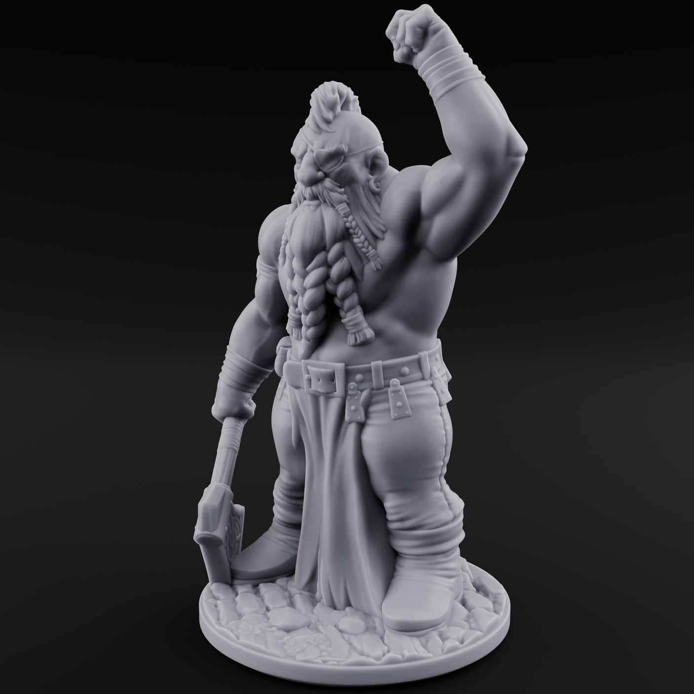 Mohawked And Ready Dwarf Slayer C Miniature for Dungeons and Dragons, Pathfinder or other TTRPGs