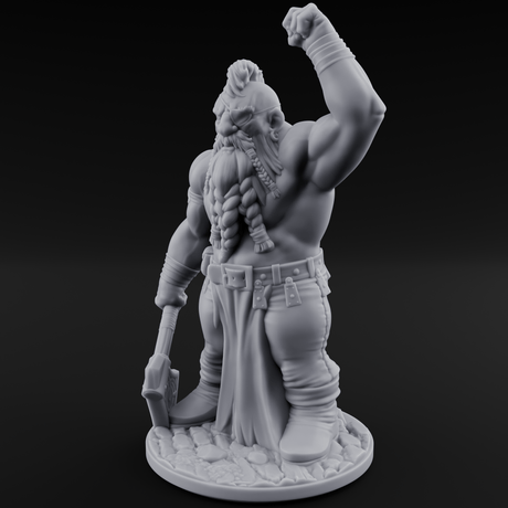 Mohawked And Ready Dwarf Slayer C Miniature for Dungeons and Dragons, Pathfinder or other TTRPGs