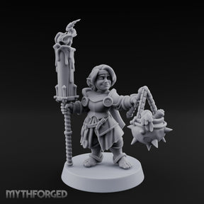 Smirking Halfling Cleric — Candlemaker
