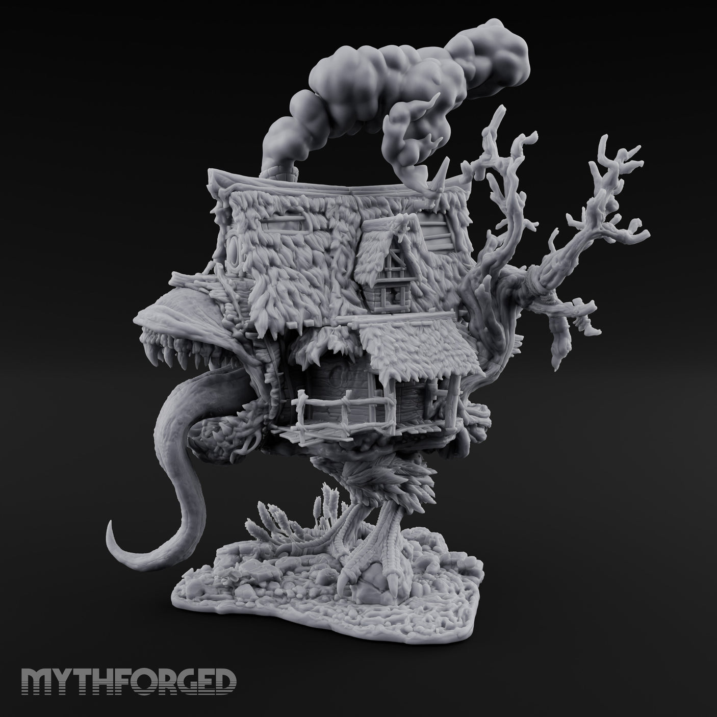 Smoke Billowing Mimic Cottage Miniature for Dungeons and Dragons, Pathfinder or other TTRPGs