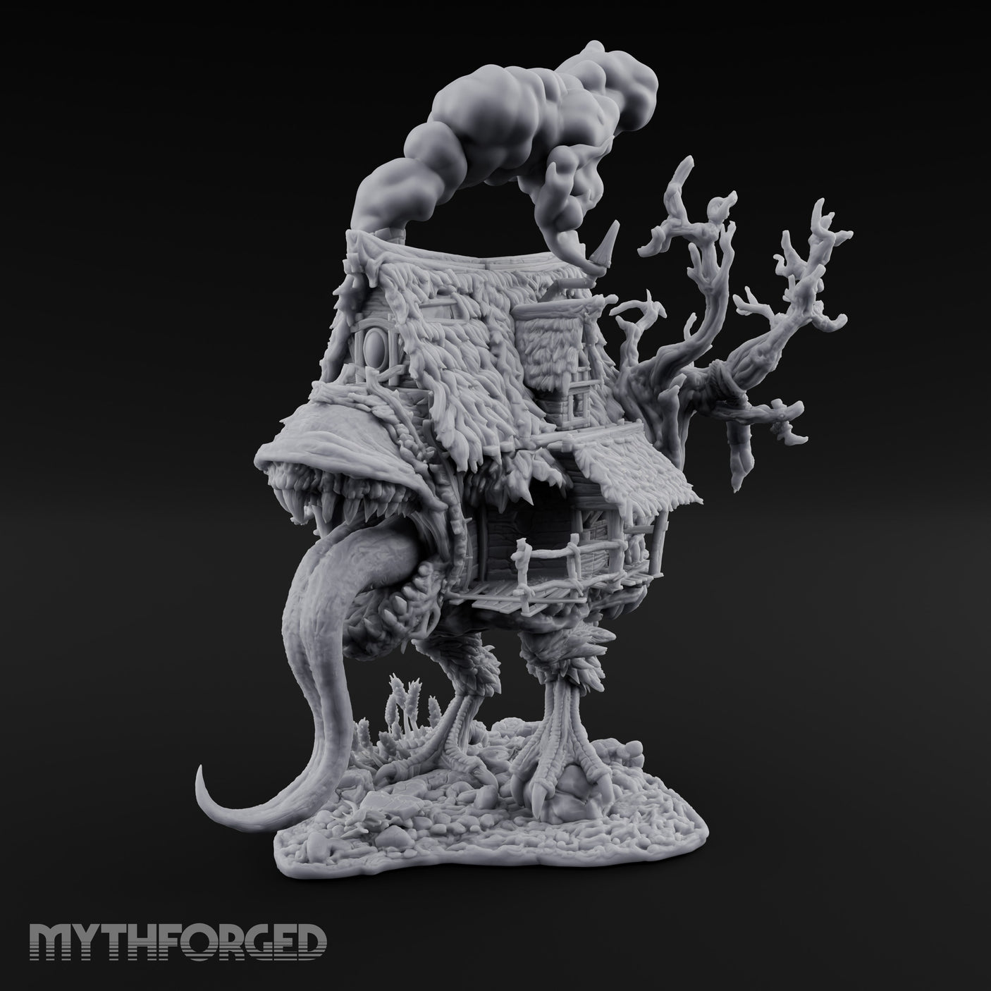 Smoke Billowing Mimic Cottage Miniature for Dungeons and Dragons, Pathfinder or other TTRPGs