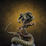 Snake Hair Striking Medusa Warrior — painted concept preview (miniature supplied unpainted)