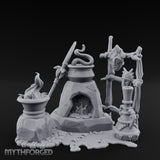 Snake-Stirred Idol-Framed Tribal Witch Cauldron Scene Miniature for Dungeons and Dragons, Pathfinder or other TTRPGs