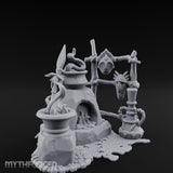 Snake-Stirred Idol-Framed Tribal Witch Cauldron Scene Miniature for Dungeons and Dragons, Pathfinder or other TTRPGs