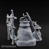 Snake-Stirred Idol-Framed Tribal Witch Cauldron Scene Miniature for Dungeons and Dragons, Pathfinder or other TTRPGs