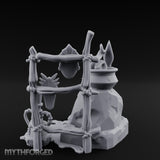Snake-Stirred Idol-Framed Tribal Witch Cauldron Scene Miniature for Dungeons and Dragons, Pathfinder or other TTRPGs