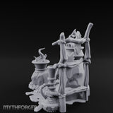 Snake-Stirred Idol-Framed Tribal Witch Cauldron Scene Miniature for Dungeons and Dragons, Pathfinder or other TTRPGs