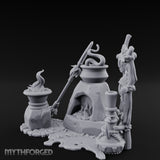 Snake-Stirred Idol-Framed Tribal Witch Cauldron Scene Miniature for Dungeons and Dragons, Pathfinder or other TTRPGs