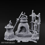 Snake-Stirred Idol-Framed Tribal Witch Cauldron Scene Miniature for Dungeons and Dragons, Pathfinder or other TTRPGs