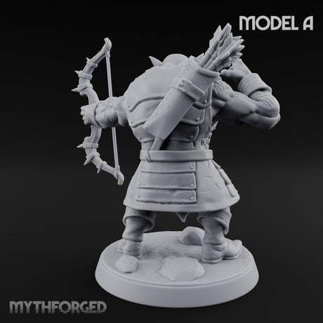 Snarling Bow Drawing Pig Orc Archer A Miniature for Dungeons and Dragons, Pathfinder or other TTRPGs