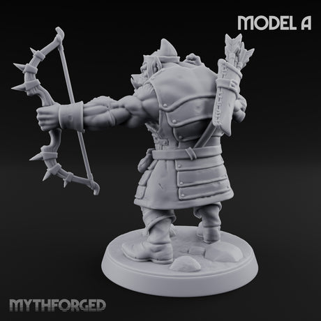 Snarling Bow Drawing Pig Orc Archer A Miniature for Dungeons and Dragons, Pathfinder or other TTRPGs