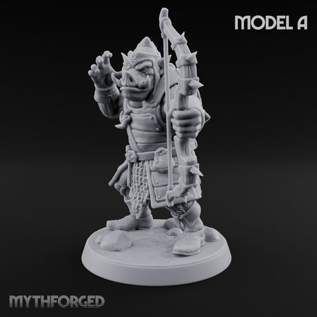 Snarling Bow Drawing Pig Orc Archer A Miniature for Dungeons and Dragons, Pathfinder or other TTRPGs