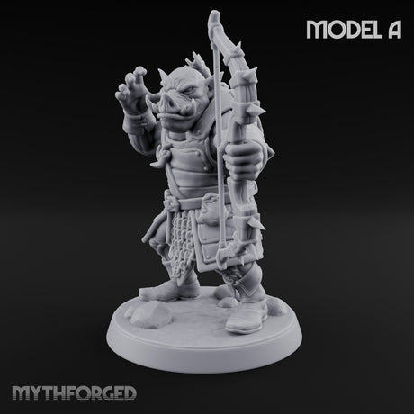 Snarling Bow Drawing Pig Orc Archer A Miniature for Dungeons and Dragons, Pathfinder or other TTRPGs