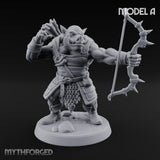Snarling Bow Drawing Pig Orc Archer A Miniature for Dungeons and Dragons, Pathfinder or other TTRPGs