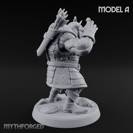 Snarling Bow Drawing Pig Orc Archer A Miniature for Dungeons and Dragons, Pathfinder or other TTRPGs