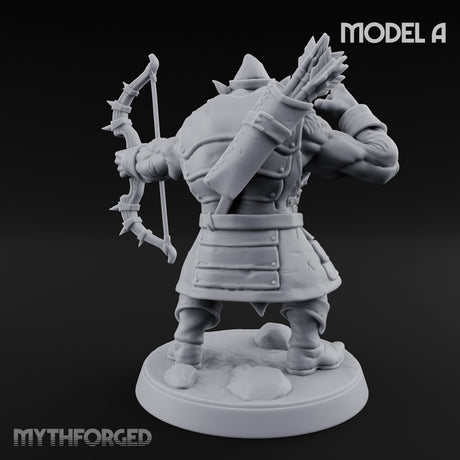Snarling Bow Drawing Pig Orc Archer A Miniature for Dungeons and Dragons, Pathfinder or other TTRPGs