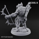 Snarling Bow Drawing Pig Orc Archer B Miniature for Dungeons and Dragons, Pathfinder or other TTRPGs
