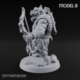 Snarling Bow Drawing Pig Orc Archer B Miniature for Dungeons and Dragons, Pathfinder or other TTRPGs