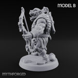 Snarling Bow Drawing Pig Orc Archer B Miniature for Dungeons and Dragons, Pathfinder or other TTRPGs