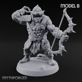 Snarling Bow Drawing Pig Orc Archer B Miniature for Dungeons and Dragons, Pathfinder or other TTRPGs