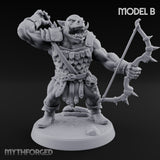 Snarling Bow Drawing Pig Orc Archer B Miniature for Dungeons and Dragons, Pathfinder or other TTRPGs