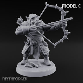 Snarling Bow Drawing Pig Orc Archer C Miniature for Dungeons and Dragons, Pathfinder or other TTRPGs