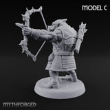 Snarling Bow Drawing Pig Orc Archer C Miniature for Dungeons and Dragons, Pathfinder or other TTRPGs